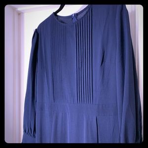 Elegant frill sleeved pleated fit & flare dress